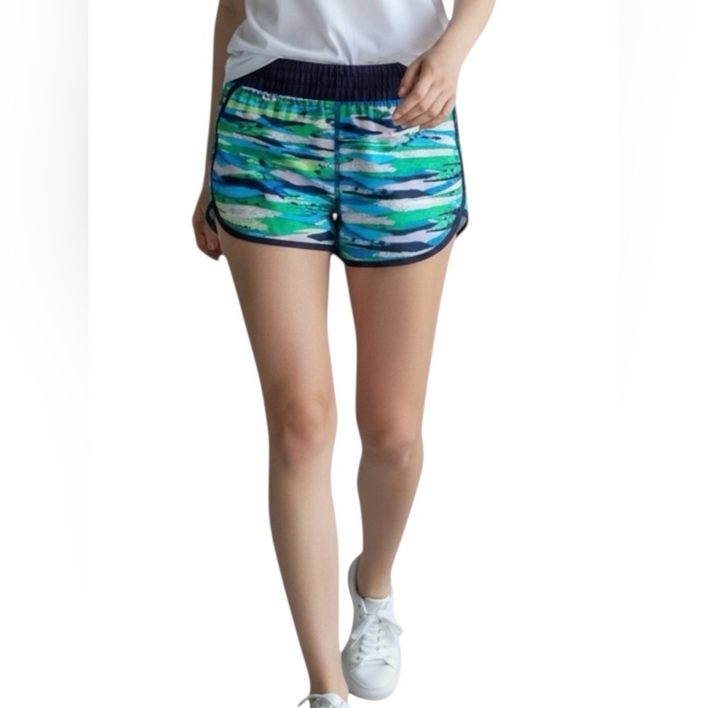 lululemon athletica Blue and Green Printed Athletic Shorts Sz/8